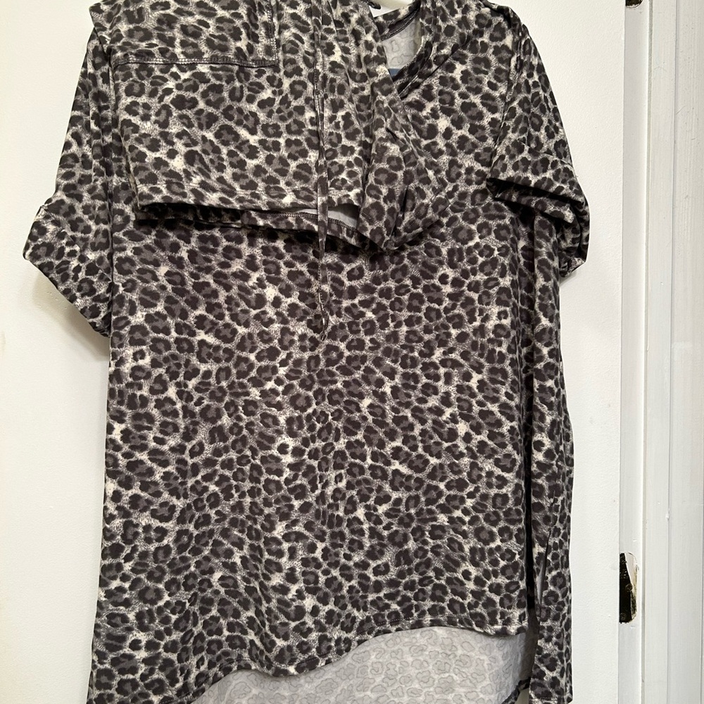 Leopard Print Short Sleeve and Shorts Lounge Set